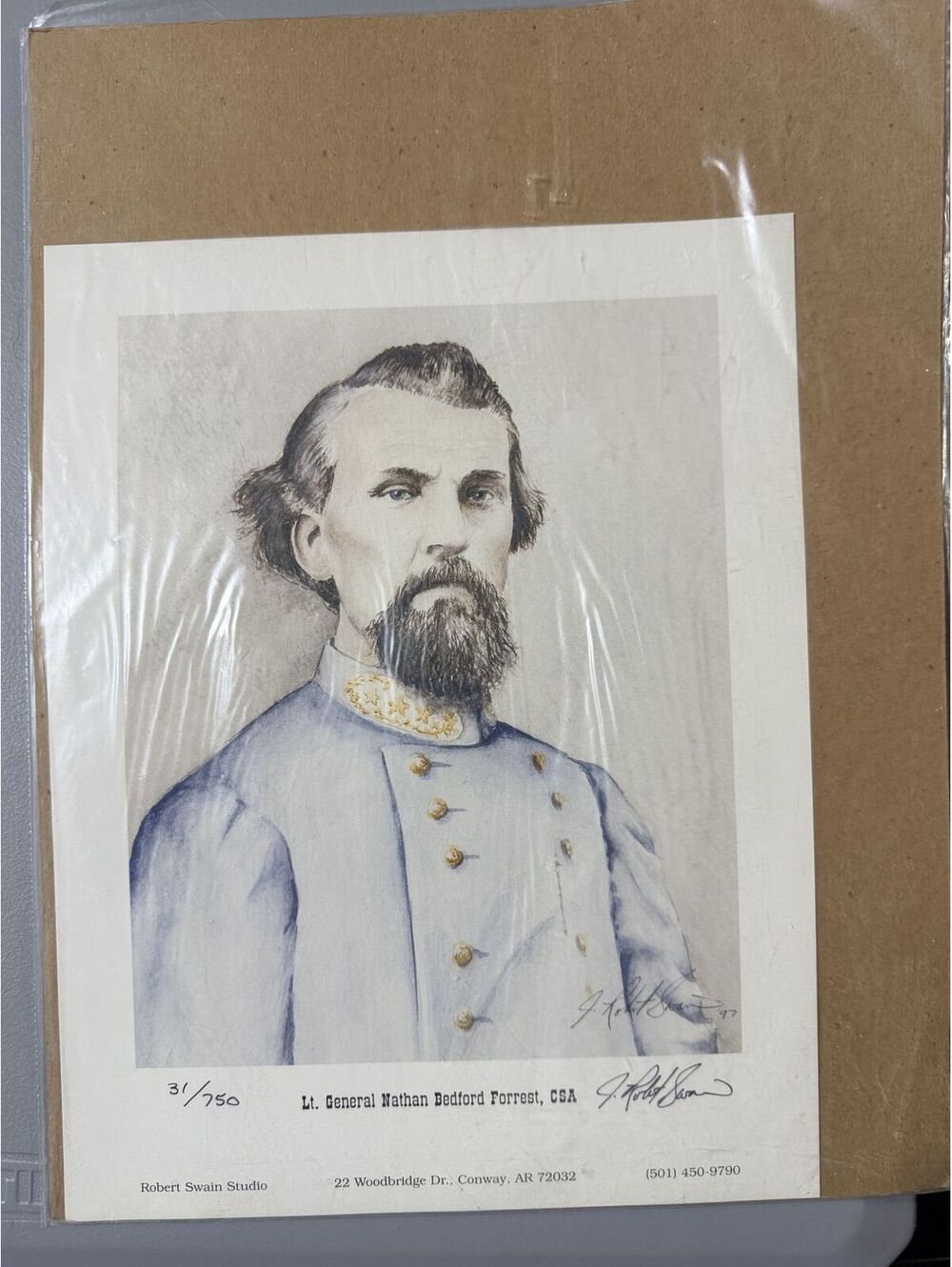 Nathan Bedford Forrest Civil War Signed Art Print 3/150 Robert Swain Studio CSA